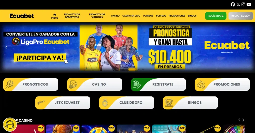 Pagina principal de Ecuabet